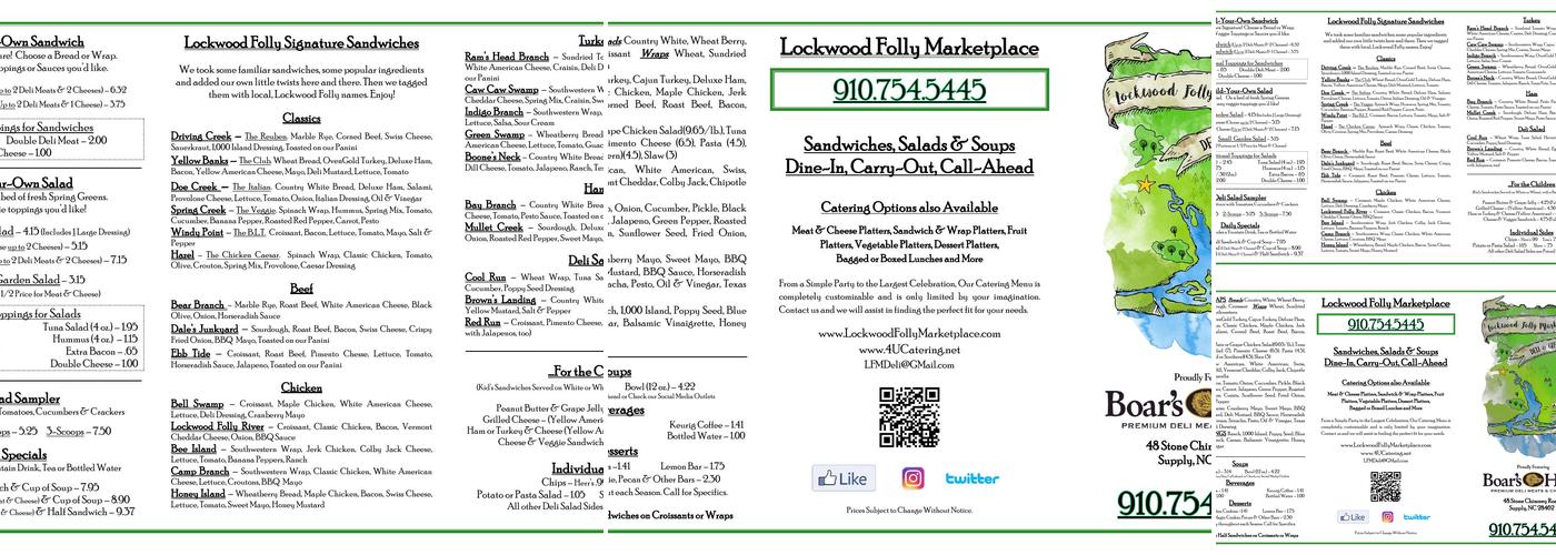 Lockwood Folly Marketplace Menu