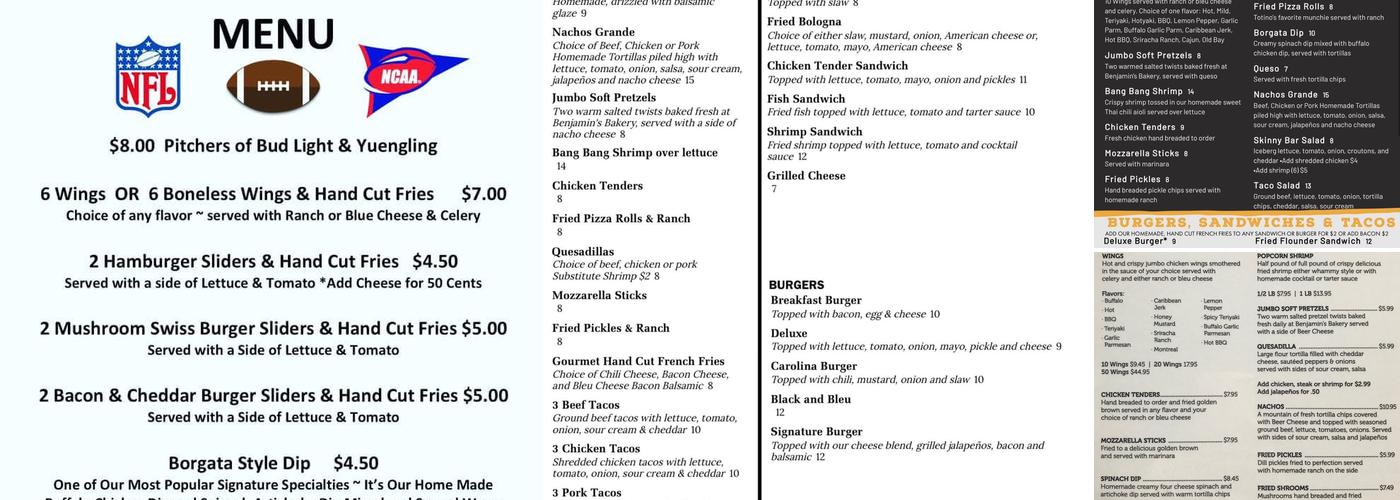 Borgata of Surfside Menu