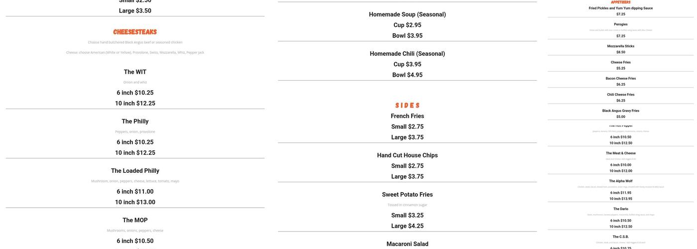 Cheesesteak Factory Menu