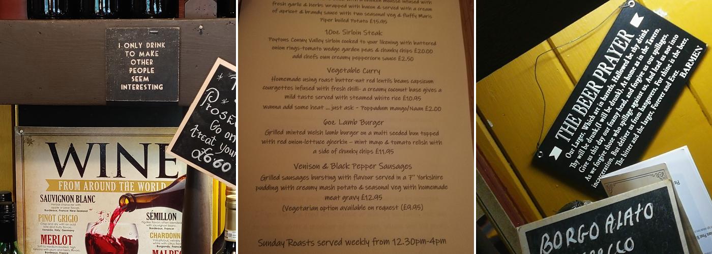 Tŷ Gwyn Hotel Menu
