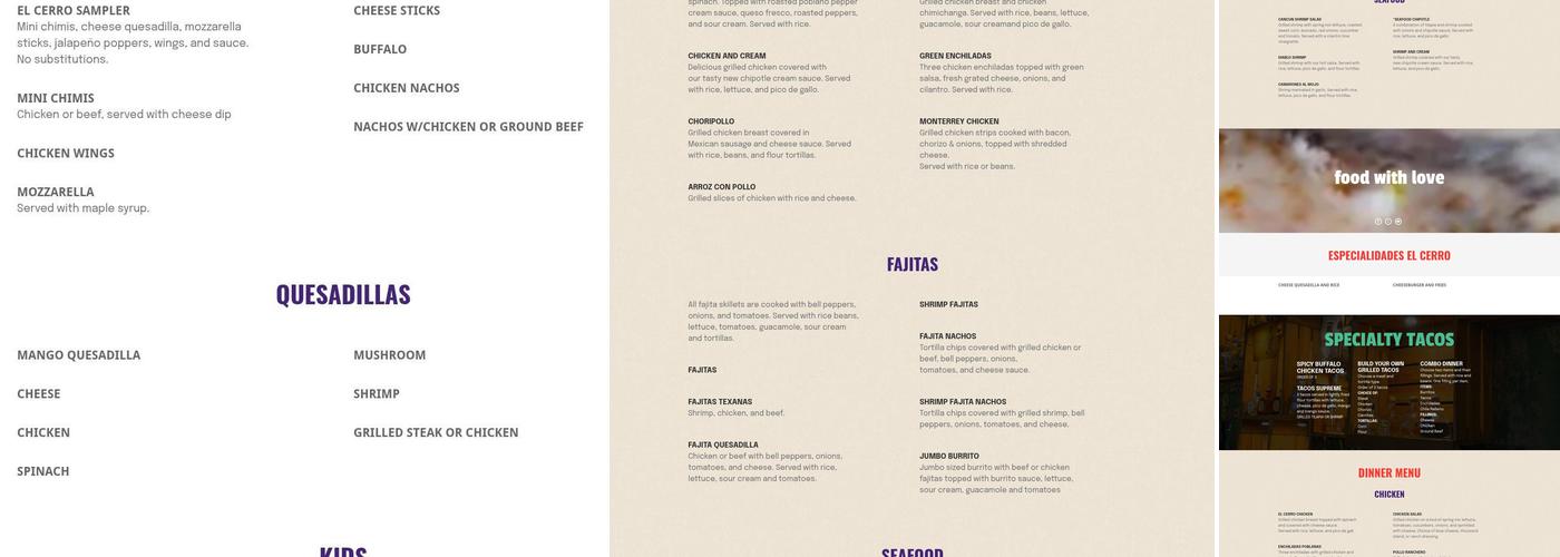 El Cerro Mexican Bar & Grill Menu