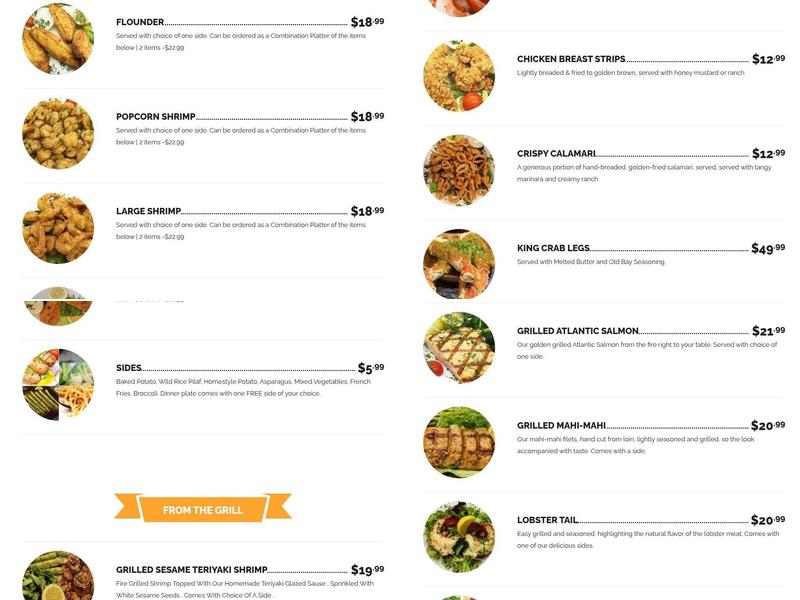 Seafood World Calabash Seafood And Steak Buffet Menu