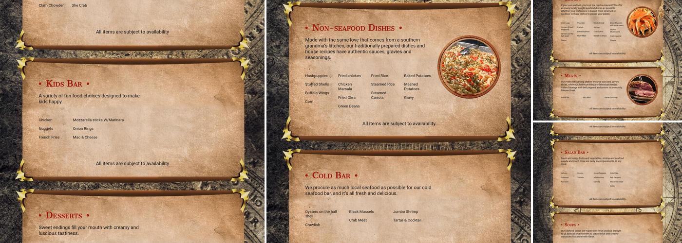 Pirate's Table Calabash Seafood Buffet Menu