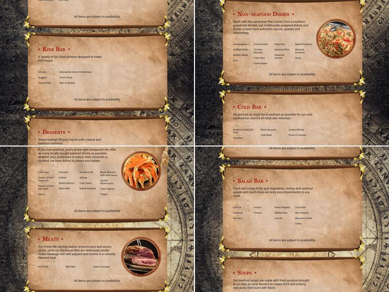 Pirate's Table Calabash Seafood Buffet Menu