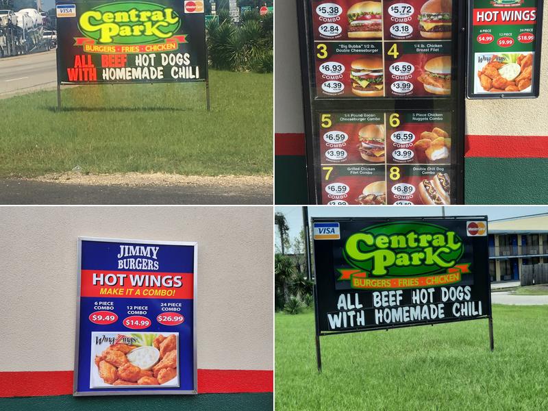 Central Park Menu