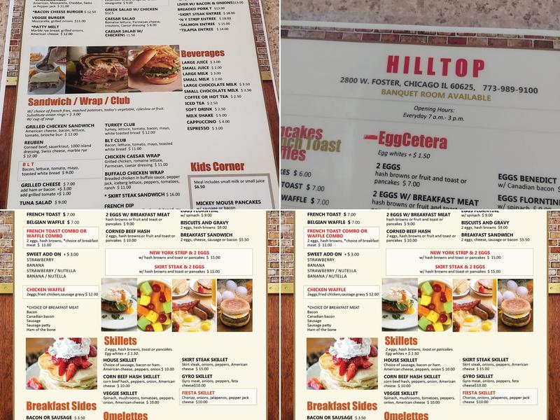 Hilltop Restaurant Menu