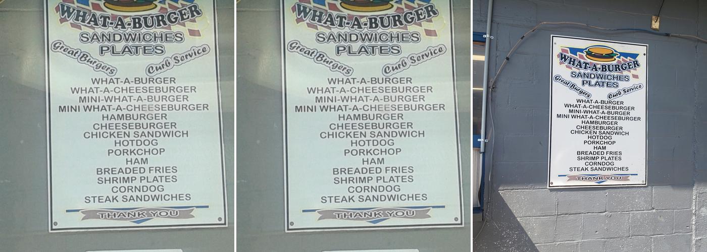 What-A-Burger Menu