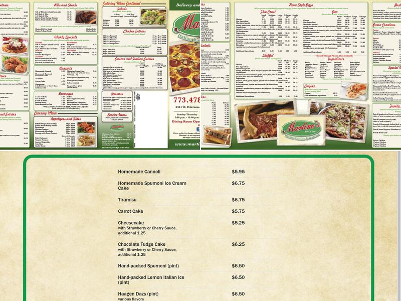 Martino’s Italian Cuisine & Pizzeria Menu