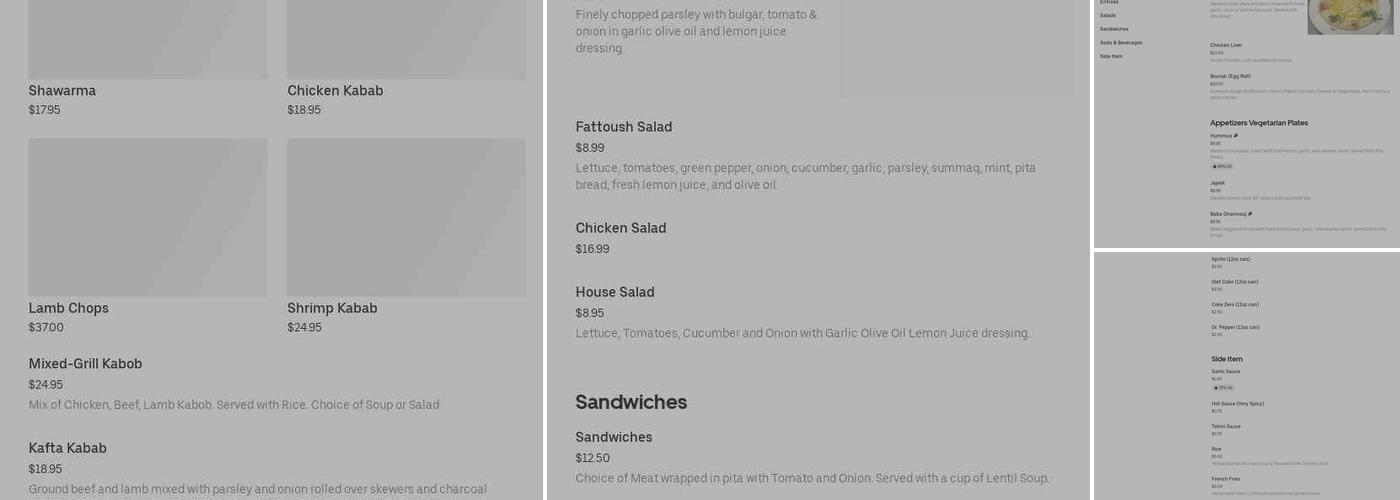 Juliana Restaurant Menu