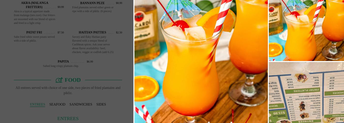 Kizin Creole Restaurant Menu