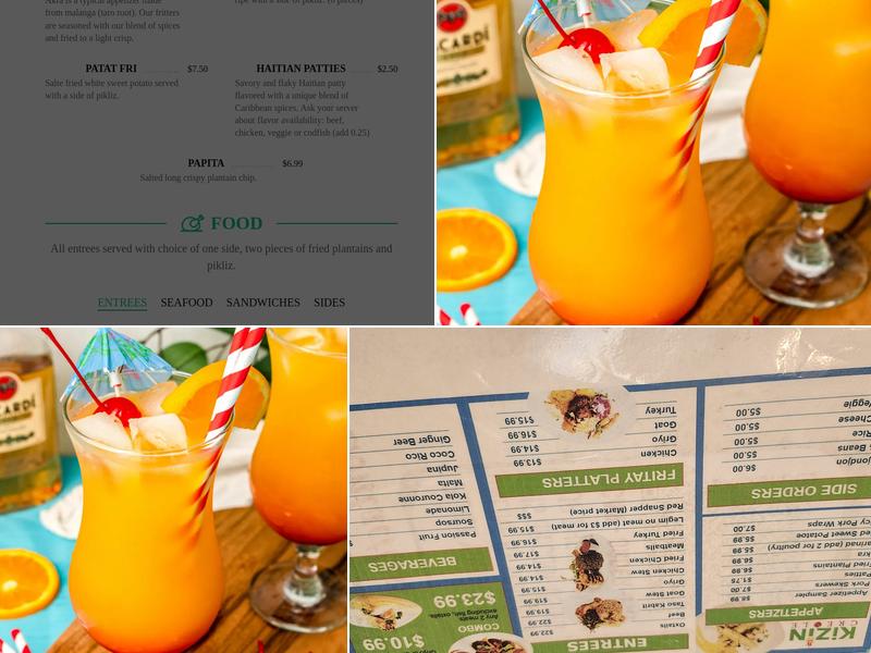 Kizin Creole Restaurant Menu