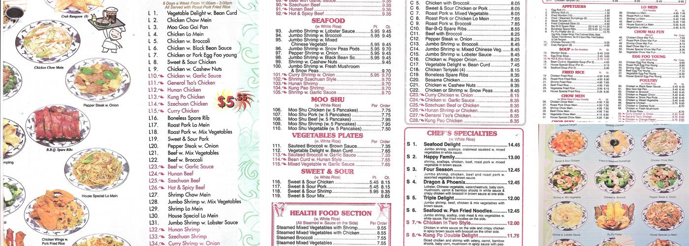 China King Menu