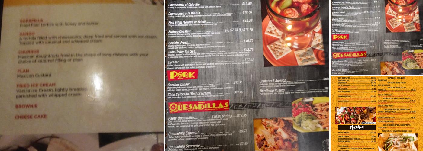 3 Amigos Mexican Grill Menu