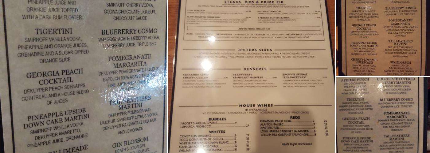 J Peters Grill & Bar - Lavonia Menu