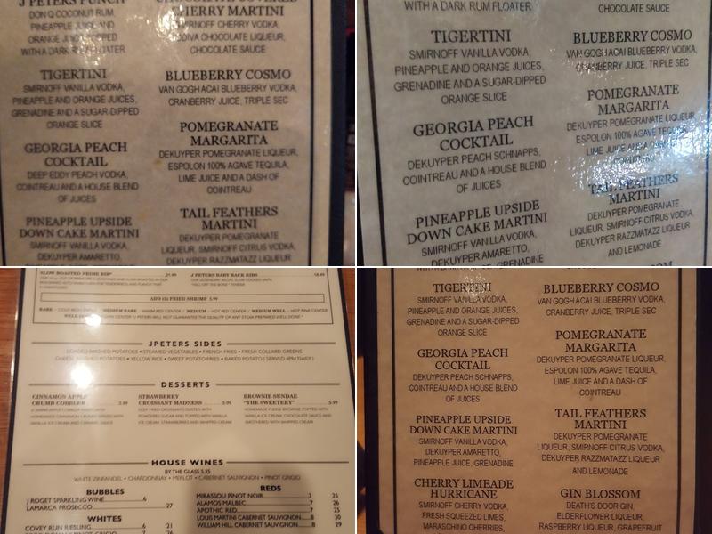 J Peters Grill & Bar - Lavonia Menu