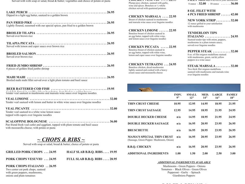 Mama Vesuvio's East Menu