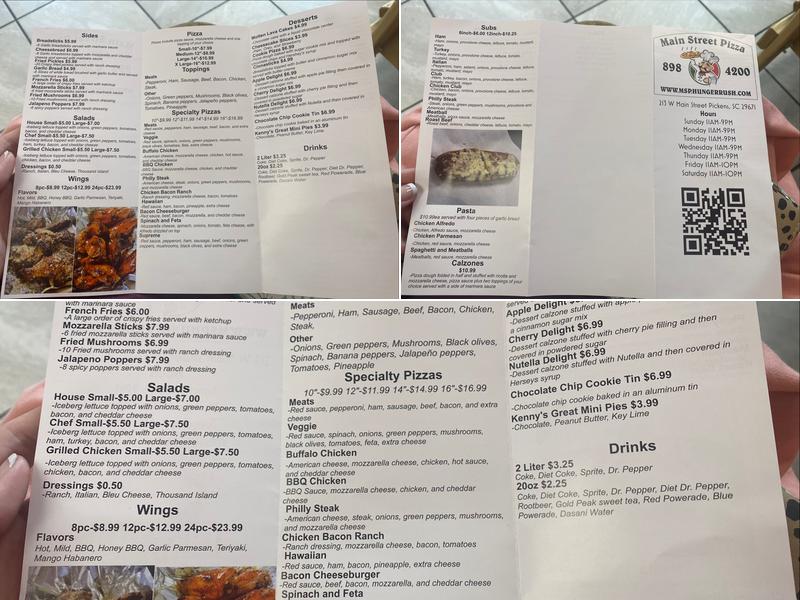 Main Street Pizzeria Menu