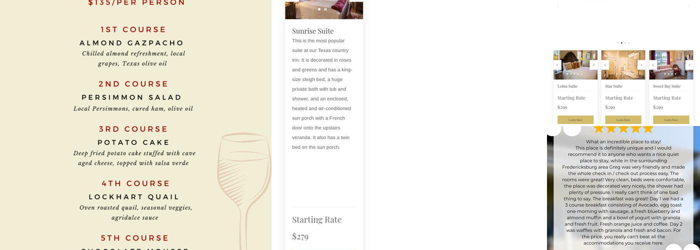 Rose Hill Retreat LLC Menu