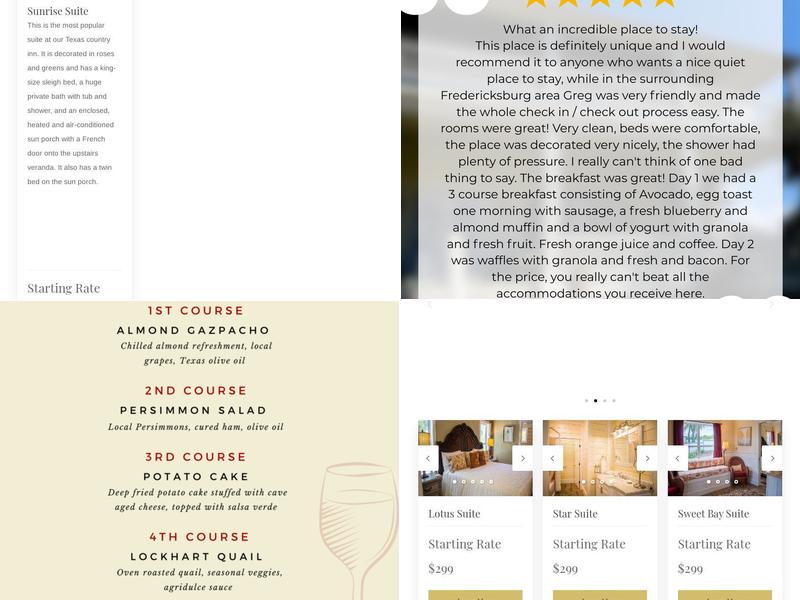 Rose Hill Retreat LLC Menu