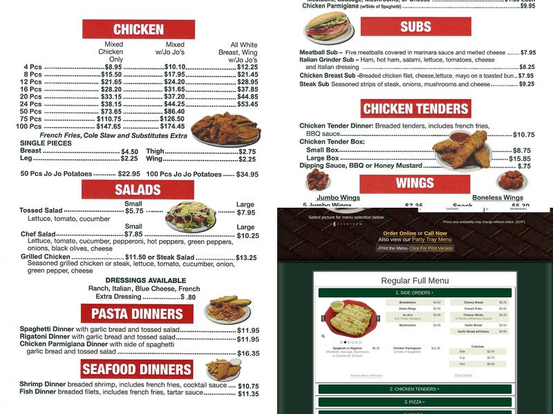 Caporaletti's Pizza Menu