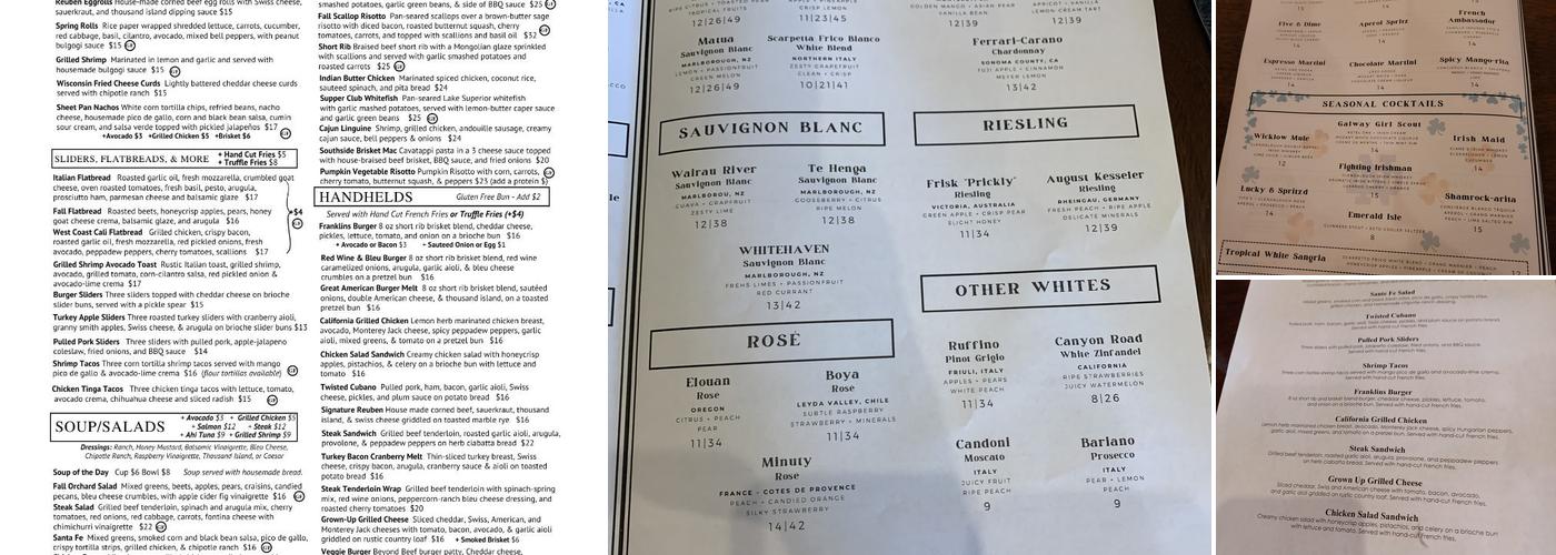 Franklins Public House Menu