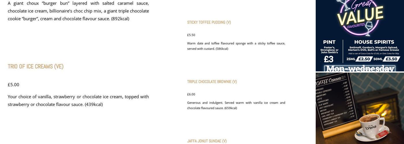 The Welcome Inn Menu