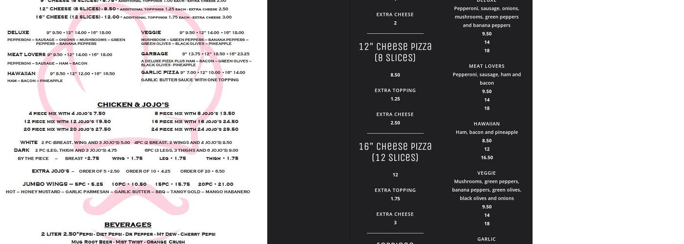 Al & Dave's Pizza Menu