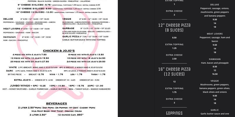 Al & Dave's Pizza Menu