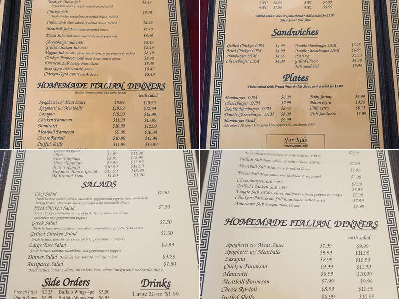 Stefano's Menu
