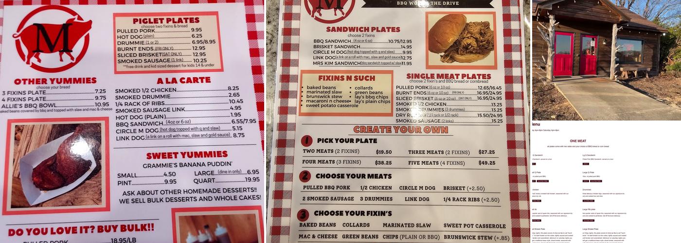 Circle M Barbecue Menu