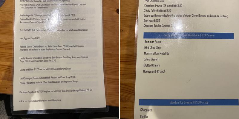 The Earl of Portsmouth Menu