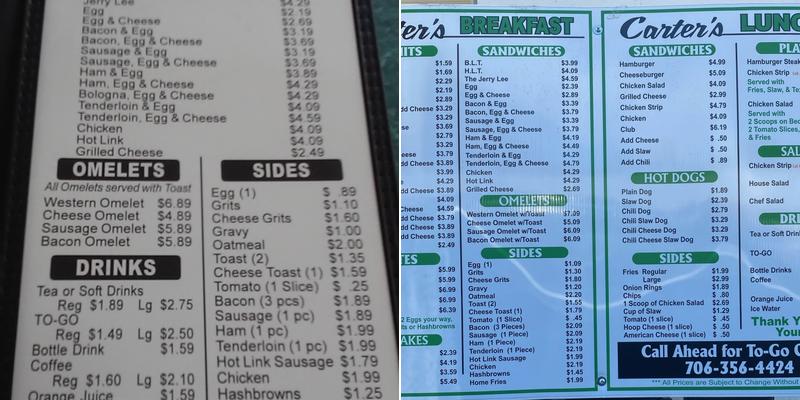 Carter’s Kitchen Menu