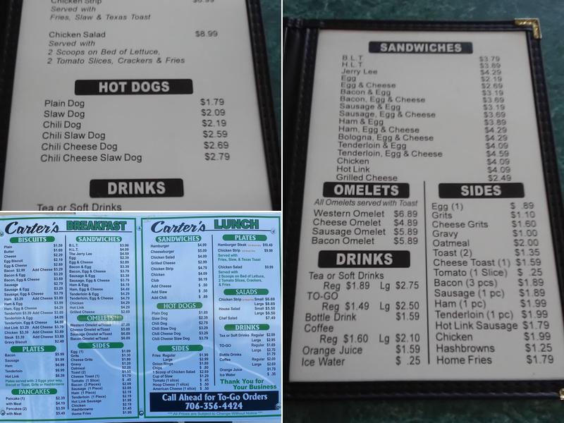 Carter’s Kitchen Menu
