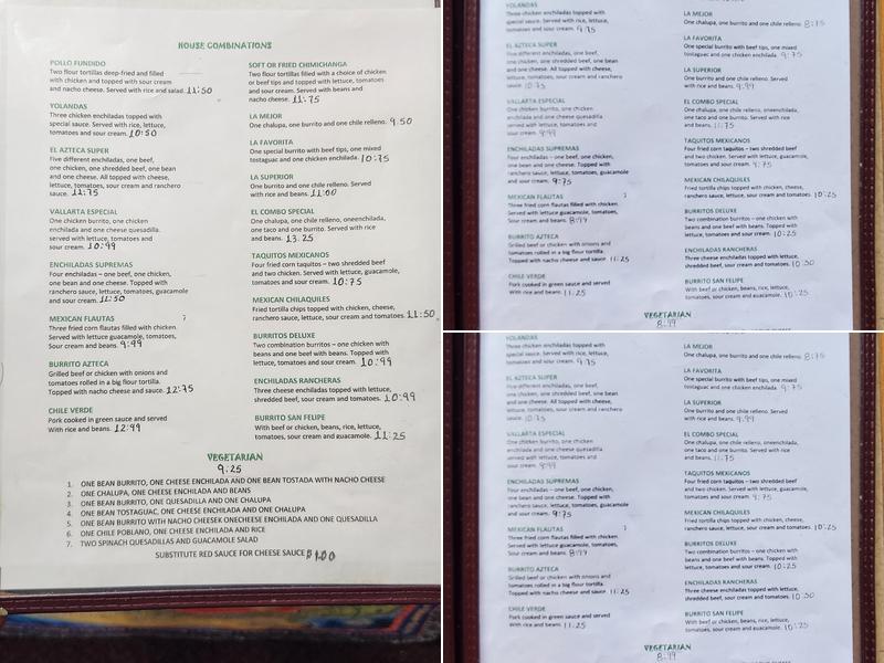 El Azteca Menu