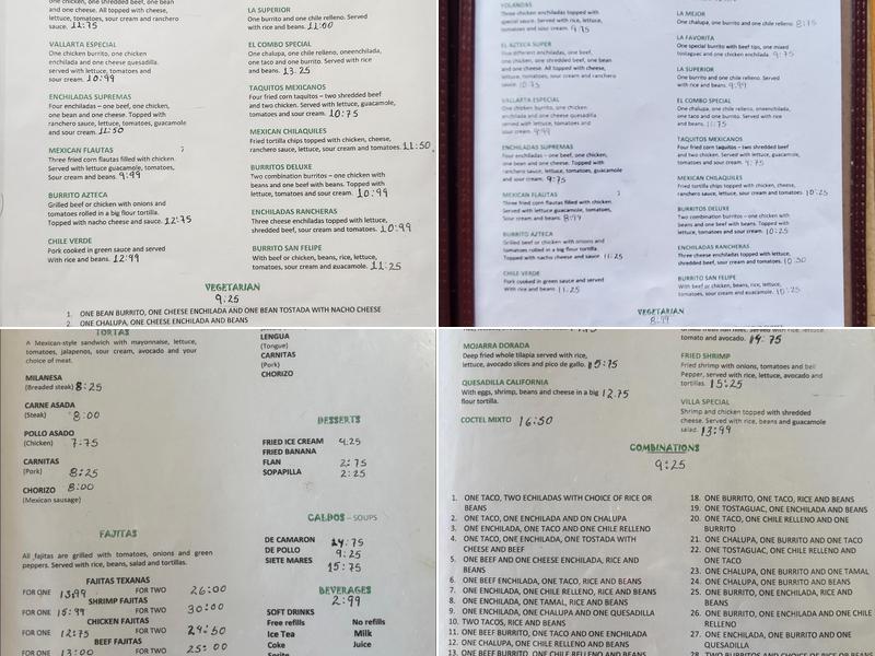 El Azteca Menu