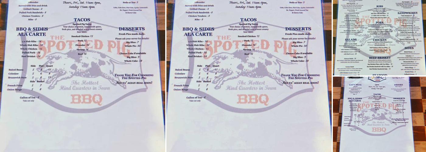 The Spotted Pig BBQ Menu