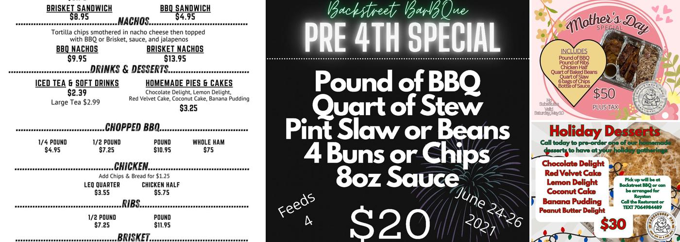 Backstreet BBQ Menu