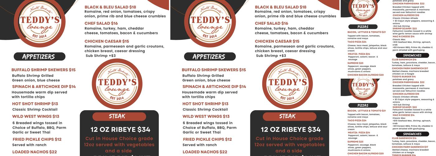 Teddy's Lounge New Town Menu