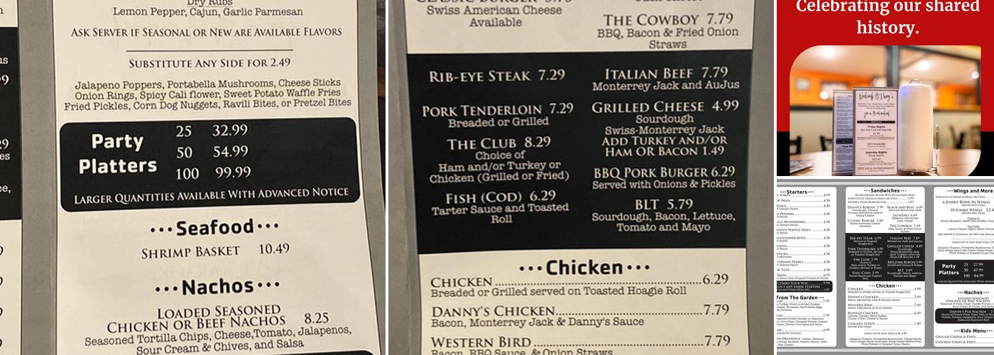 Danny's Bar & Grill Menu