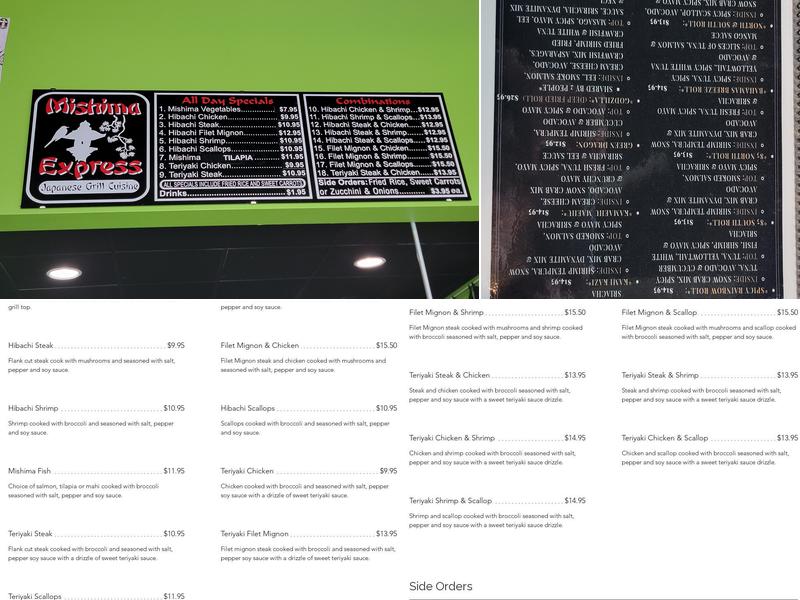Mishima Express Japanese Cuisine Menu