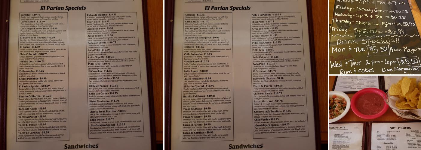 El Parian Mexican Bar & Grill Menu