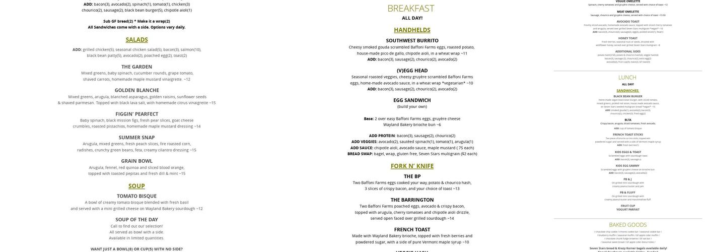 Black Pear Menu