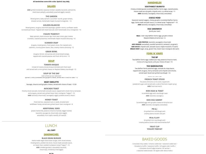 Black Pear Menu