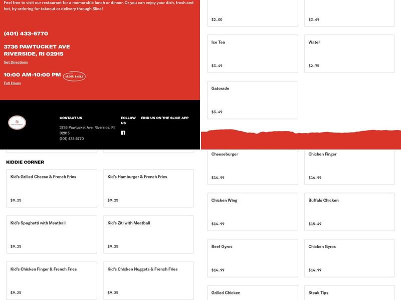 Rhodes Pizza & Restaurant Menu