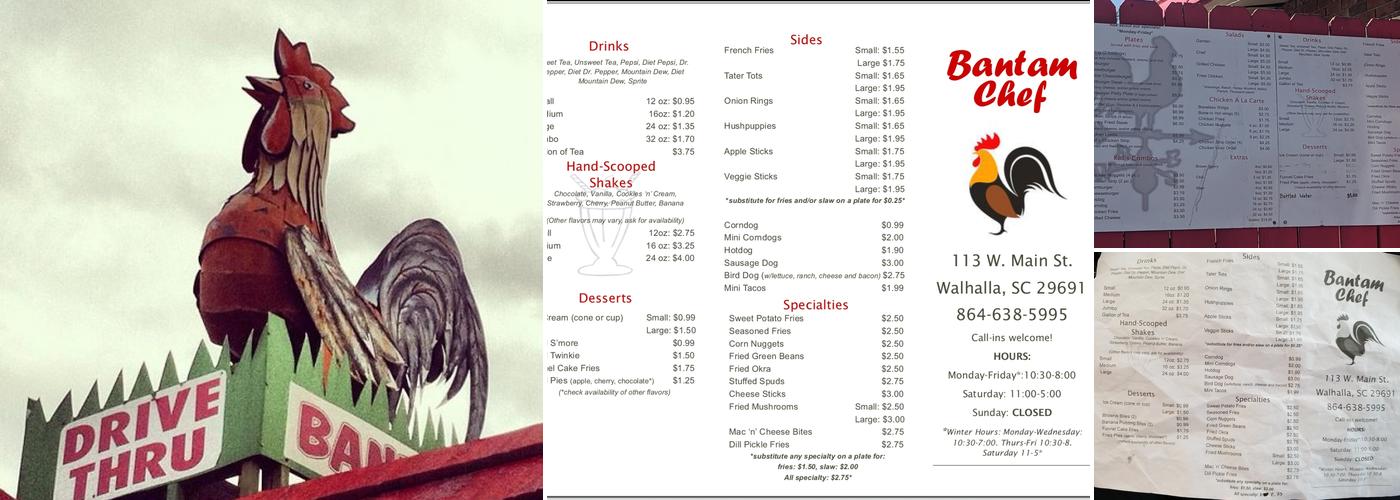 Bantam Chef of Walhalla Menu