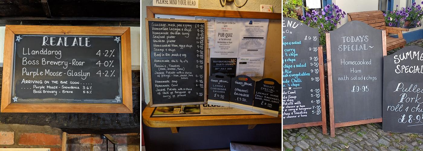 The White Hall Hotel Menu