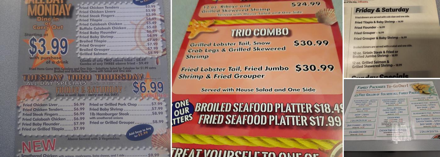Silver Bay Seafood Menu