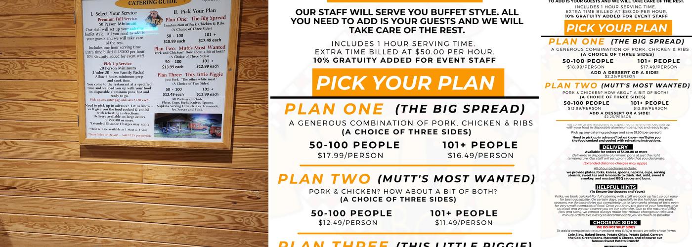 Mutt's BBQ Easley Menu