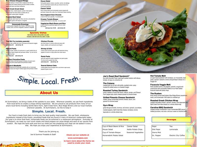 SummaJoe's Menu