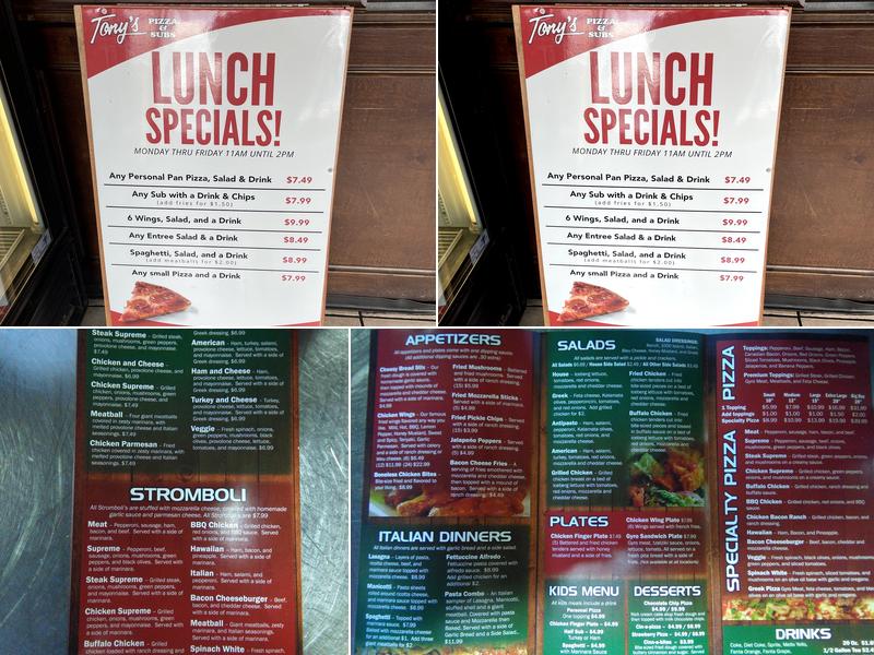 Tony's Pizza & Subs Menu